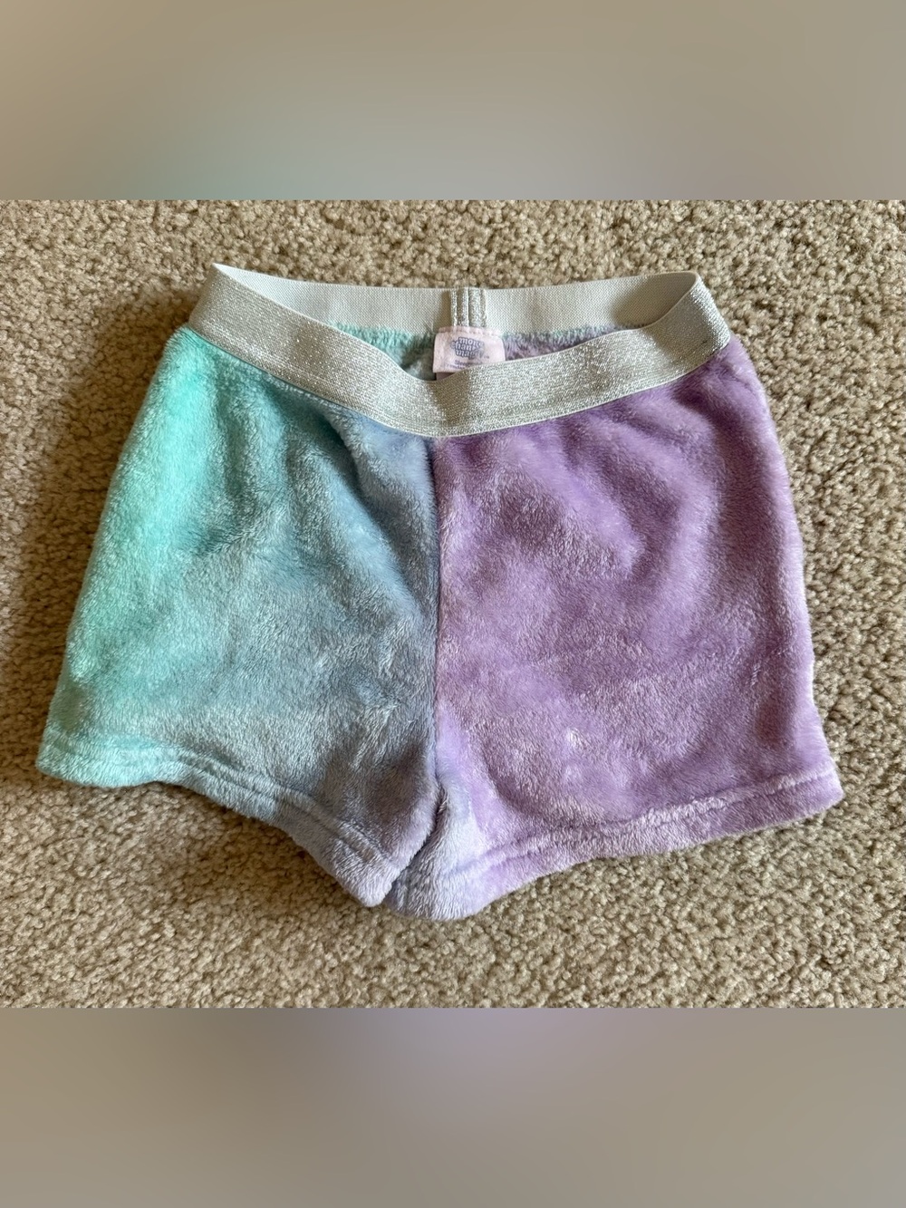 More Than Magic Plush Gradient Shorts in Mint Green & Lavender